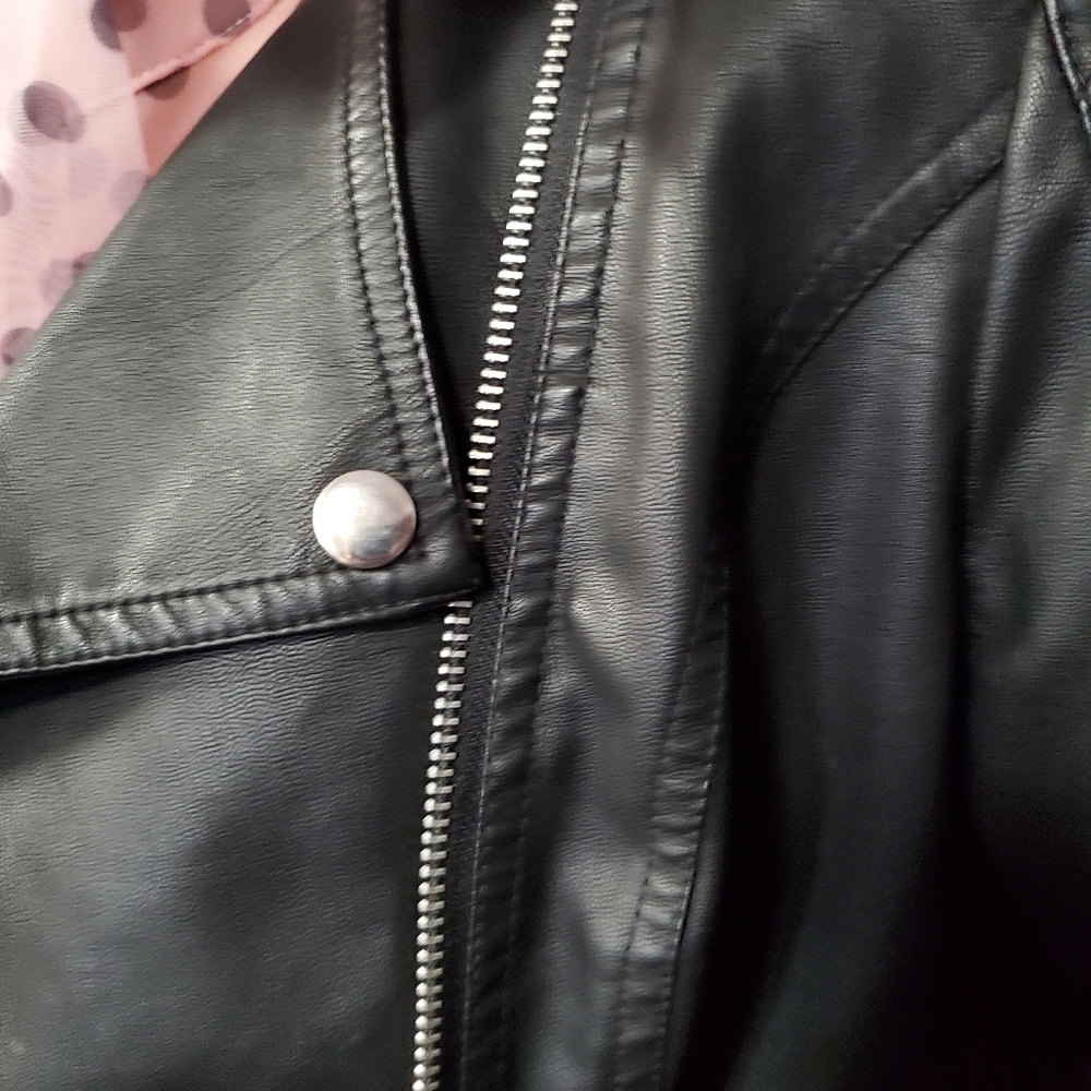 Candie's black faux leather moto jacket coat xs - Picture 11 of 14